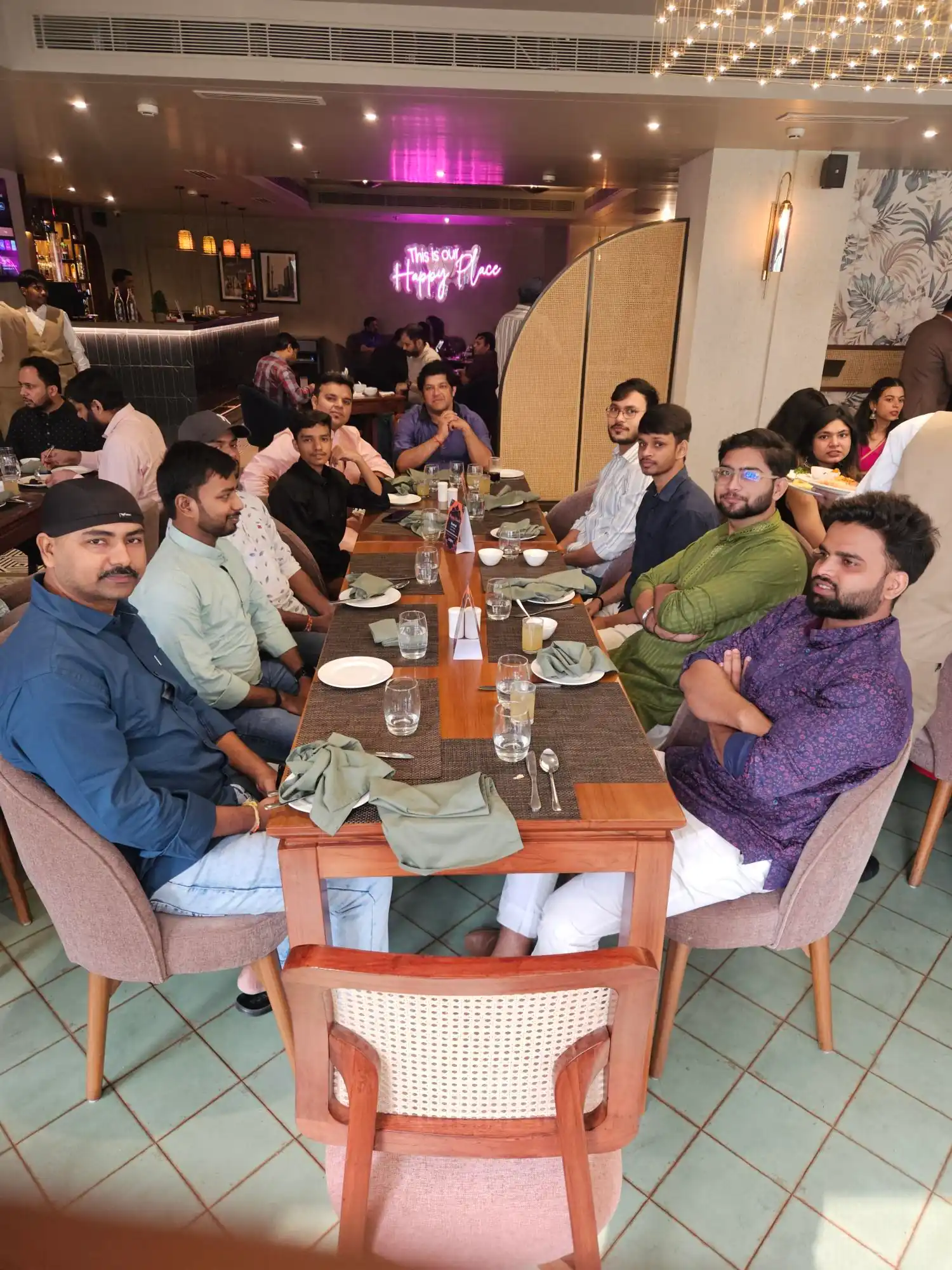 Candid team moment